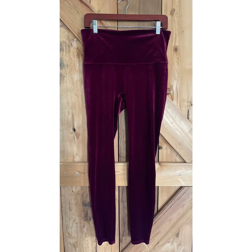 SPANX Velvet Leggings Womens XL Red High Rise Slimming Stretch Ankle Pull On